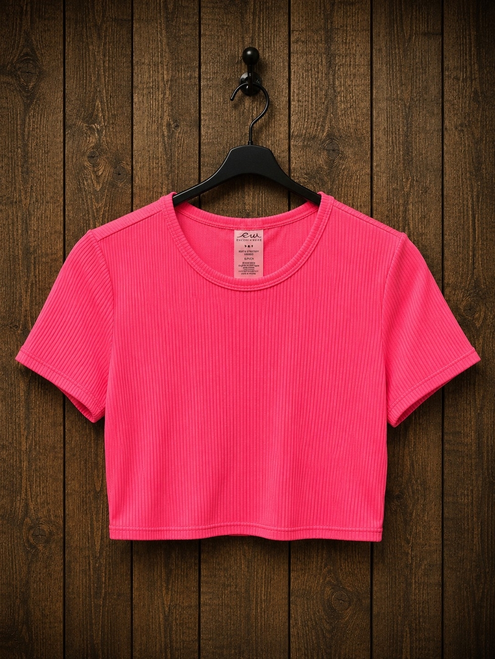 Swim Crop Ribbed Tee - Hot Pink- NWT